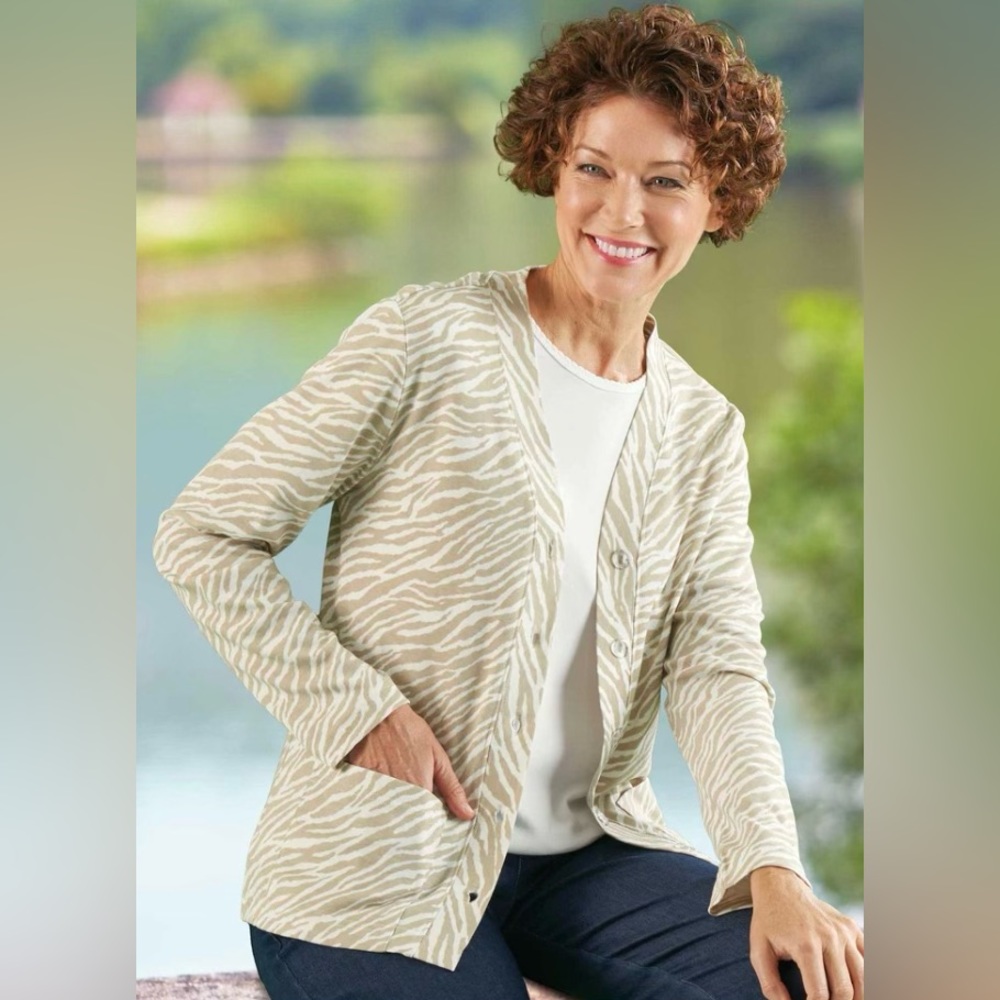 Ultrasofts Women's Extra-Soft Long Sleeve Lori Print Cardigan Button Front